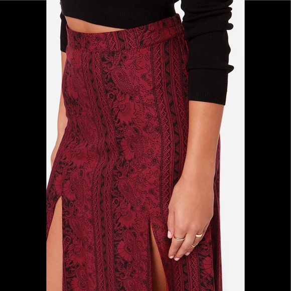 Billabong Never Look Back Wine Red Maxi Skirt - Picture 4 of 5